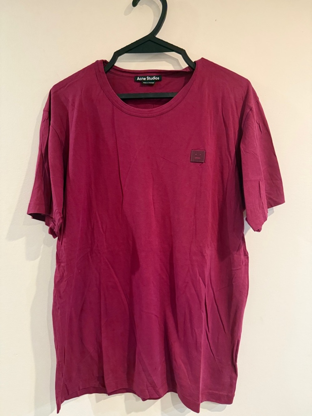 Acne Short Sleeve Crew T-Shirt in Berry